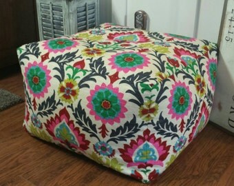 SALE, Pouf Ottoman Cover, Large Pouf, Waverly Santa Maria Desert Flower