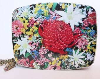 SALE: Vintage Wildflowers Biscuit Tin, Mid Century Australiana, Brockhoff Cookie Tin, Vintage Kitchen, 1950s, Rustic Decor, Farmhouse