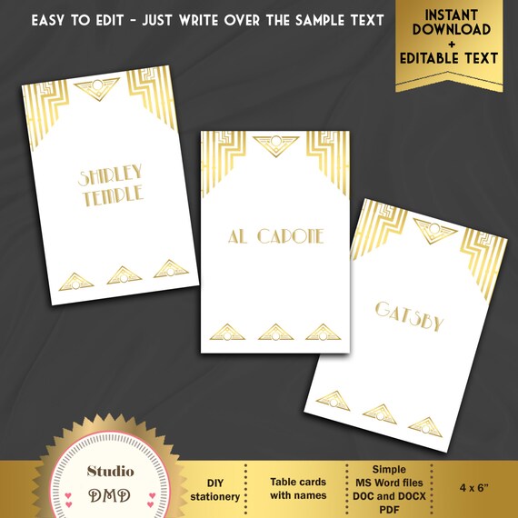 Printable Table Cards Template With the Names Art by StudioDMD