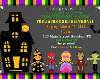 Halloween birthday party invitation any colors UPrint customized card by greenmelonstudios halloween party printable card