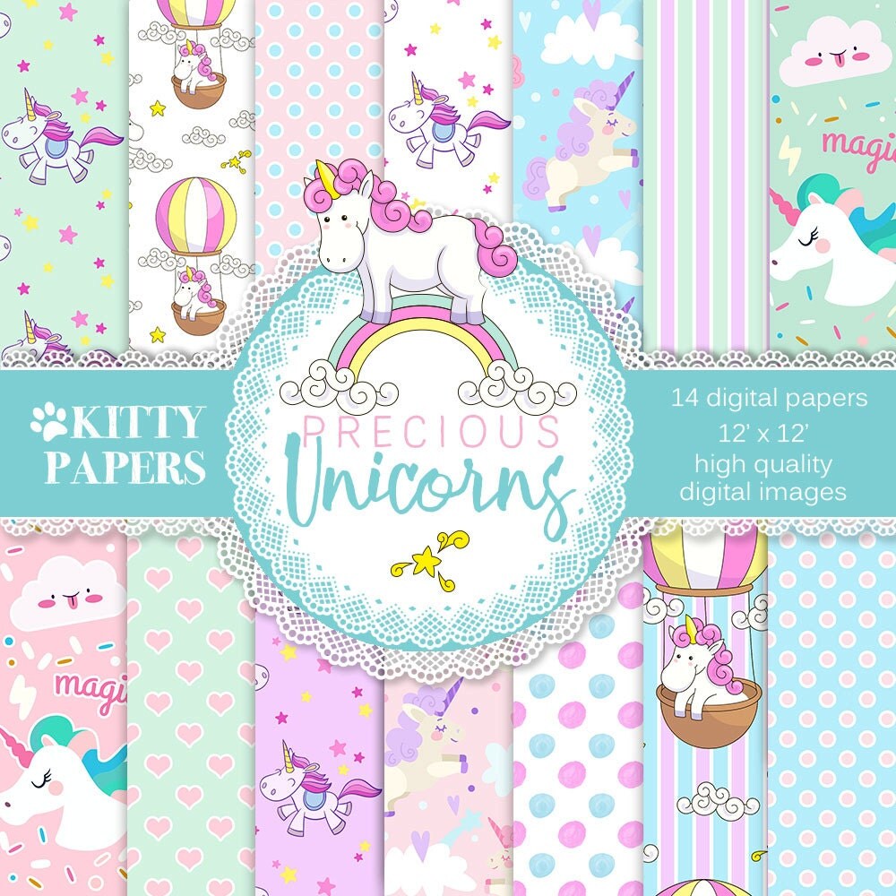 unicorn digital paper precious unicorns unicorn