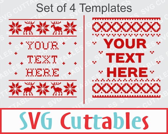 Christmas Sweater SVG EPS DXF Set of 4 templates plus
