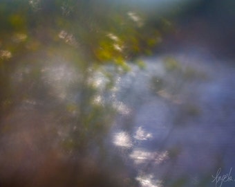Motion landscape photograph, painterly image, stillness, impressionistic landscape, fine art print, river