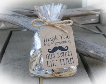Little Man Baby Shower-25 DIY Bags/Favor Tags w/Ribbon -Sweet Favors just add your own filling- Baby Shower DIY Kits- Mustache Baby Shower