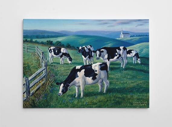 Cows Wall Decor Dairy Cow Canvas Art Large Cows Painting