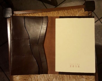Leather Notebook cover - Leather journal - Travel journal - Travel organiser - Travel wallet made by Claudio.