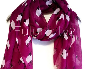 Sheep Purple Spring Summer Scarf / Autumn Scarf / Gift For Her / Womens Scarves / Fashion Accessories