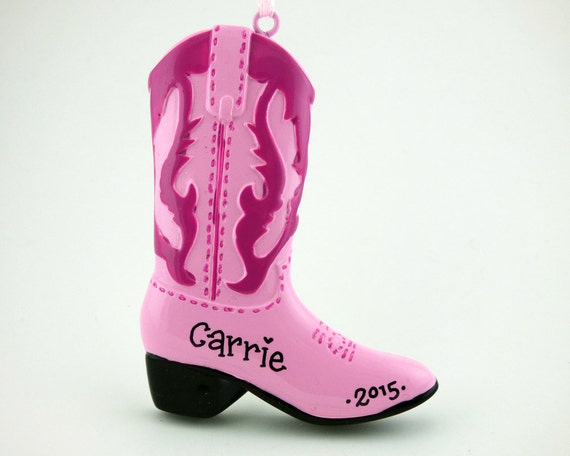 Pink Cowboy Boot Personalized Ornament by OrnamentsInTheGreen