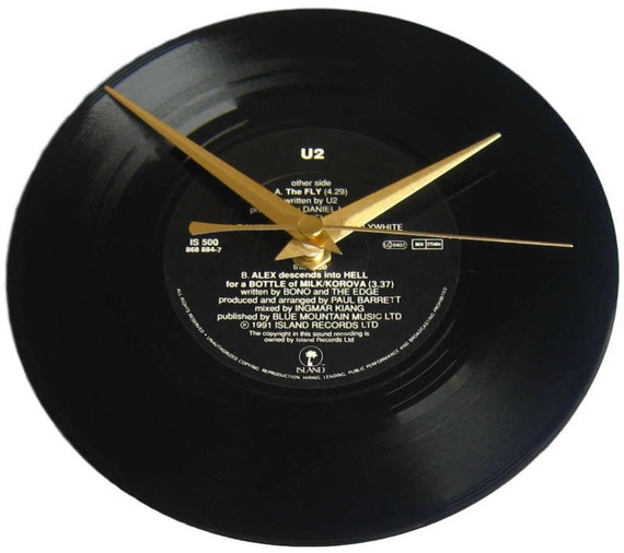 U2 Vinyl Record Clock The Fly single unusual by 