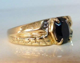 Mens gold onyx ring | Etsy