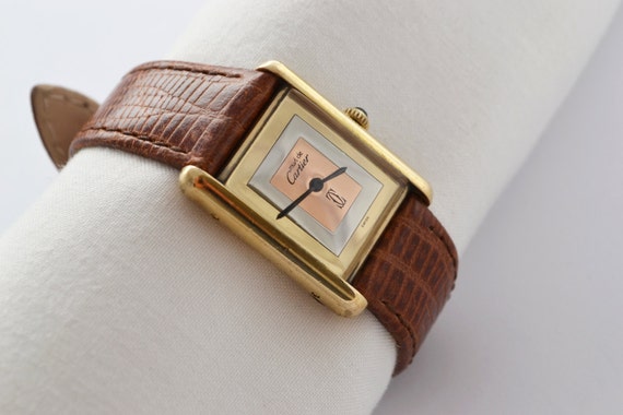 Vintage Cartier Tank 925 Argent Gold Plated Manual Wind Mens Watch 678 -  Make me an offer!