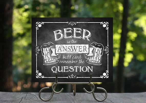 Beer Sign Printable Chalkboard Man Cave Decor Groomsmen