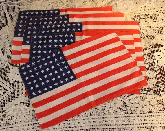 Five Silk American Flags 48 Stars