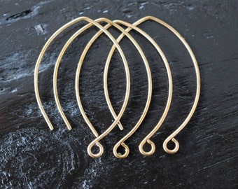 Large Raw Brass Earring Findings Ear Wire,Brass Kidney Ear Wire, Made in the USA