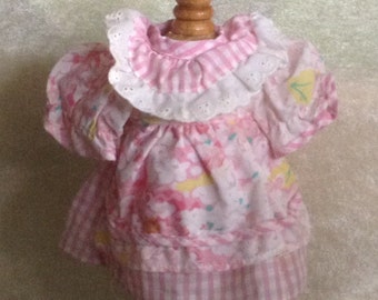 Sweet Pink Checked Doll Dress