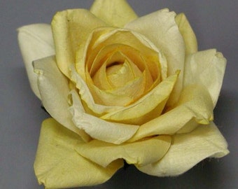 Handmade Paper/Parchment Roses - Yellow - 12 roses per bag