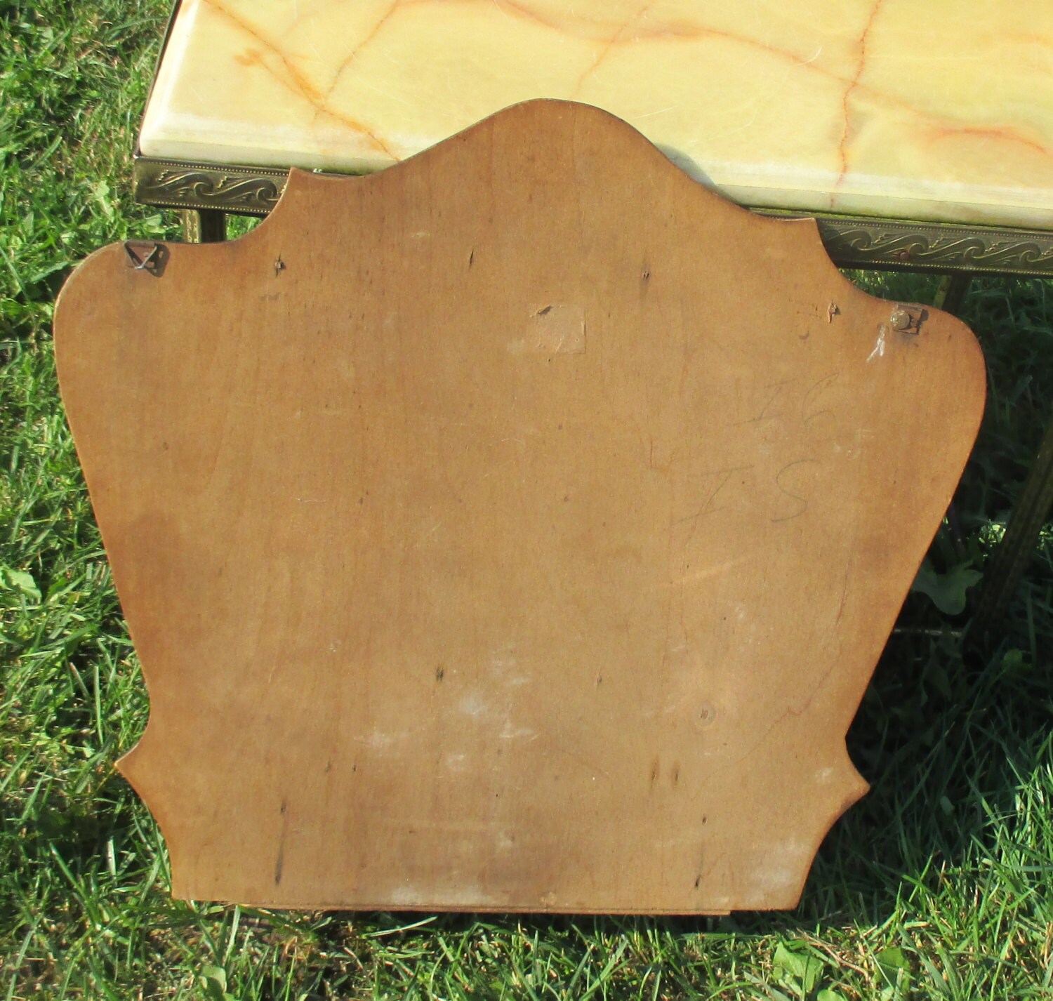 Vintage French Carved Wood Medicine Mirror Combs Dish