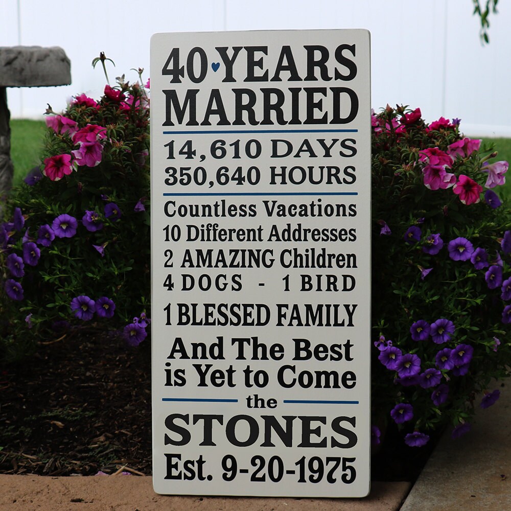 40 Year Anniversary Wood Sign / Personalized Anniversary Gift