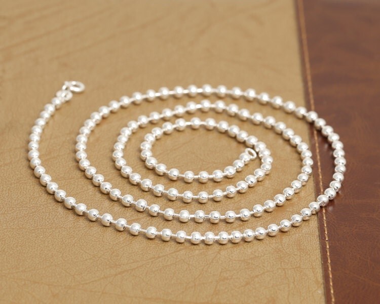 925 Sterling Silver Ball Beads Chain Necklace Round Ball Chain