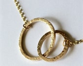 Gold Linked Circles Necklace - Two Circles - Joined Circles - 9 Carat Yellow Gold - Simple Necklace