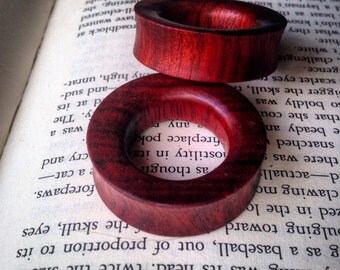 Lovely Organic Bloodwood Tunnels for Stretched Ear Lobes- Sizes: 28mm 30mm 32mm 34mm 36mm 38mm / Wooden Plug Gages/ Organic Eyelets