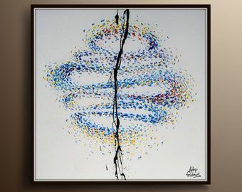 Abstract Tornado Painting 40" ,Original hand made oil Painting ,thick paint , by Koby Feldmos