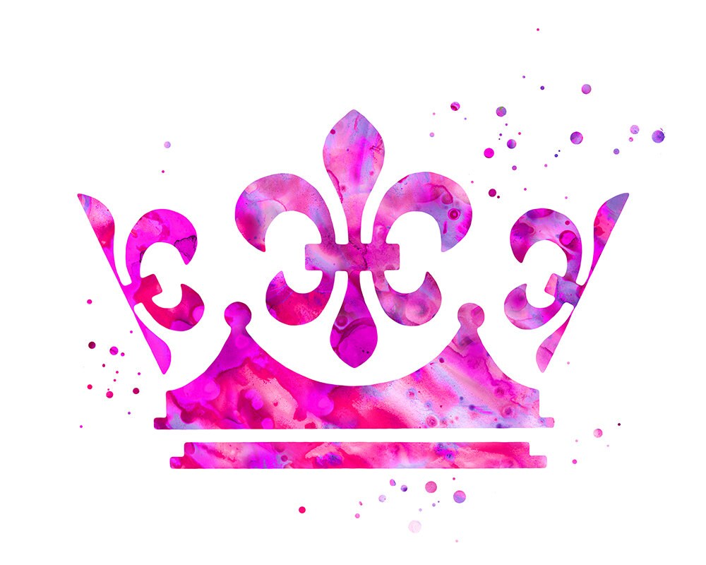 Pink crown print crown silhouette crown art by FluidDiamondArt