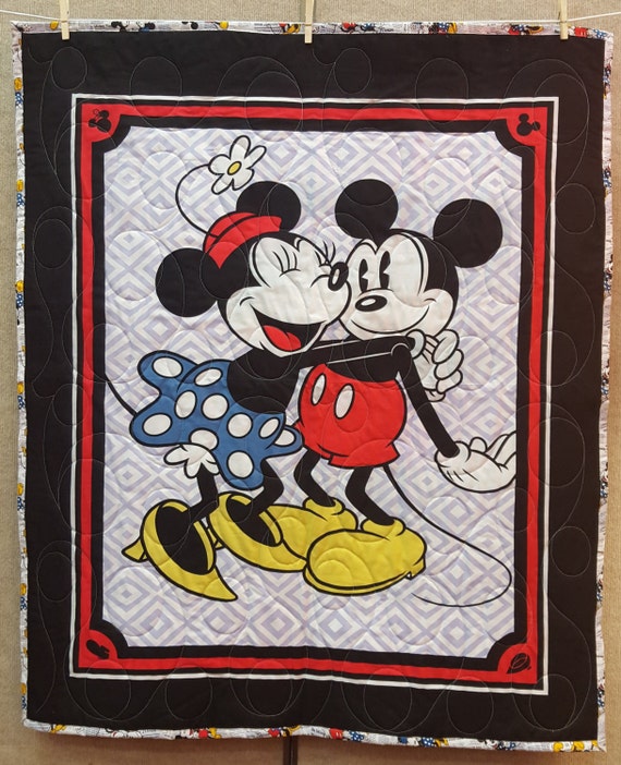 Vintage Mickey and Minnie Mouse Quilt Toddler Baby Blanket