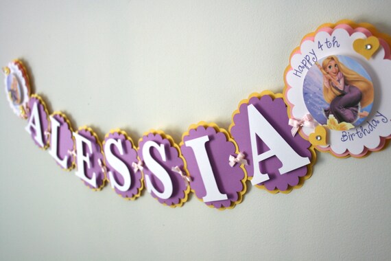 Tangled Inspired Birthday Banner Rapunzel Princess Birthday