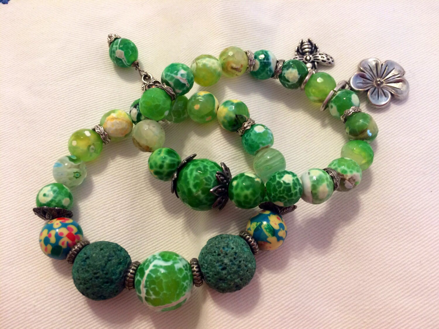 Green Stone Stacking Bracelets By Jenssunshinedesigns On Etsy