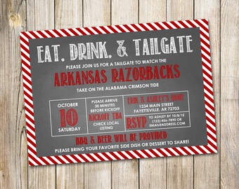 Football Invitation, Tailgating, Tailgate Invitation, Eat Drink Tailgate, Chalkboard, Digital, Printable