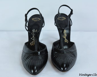 1950s De Liso T Strap Black Leather Shoes, 1950s Shoes, T Strap Shoes, Mary Jane Shoes, 50’s Shoes, DeLiso 1950s Shoes, Pinup Shoes, Pumps