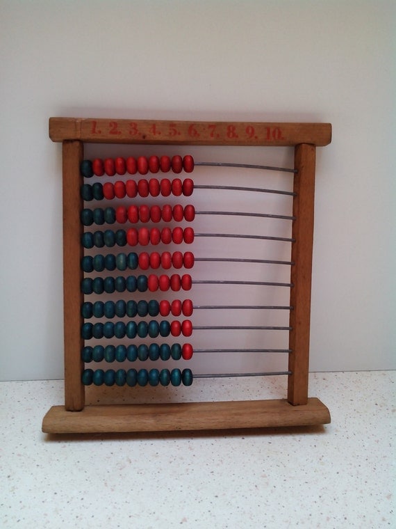 Antique Hungarian Wooden Abacus with Wooden beads 1930s