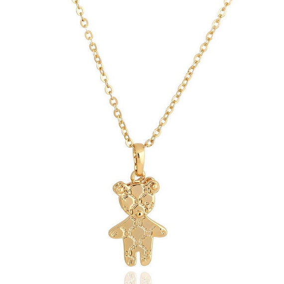 14k gold women's teddy bear necklace. by BeachStoneBoutique