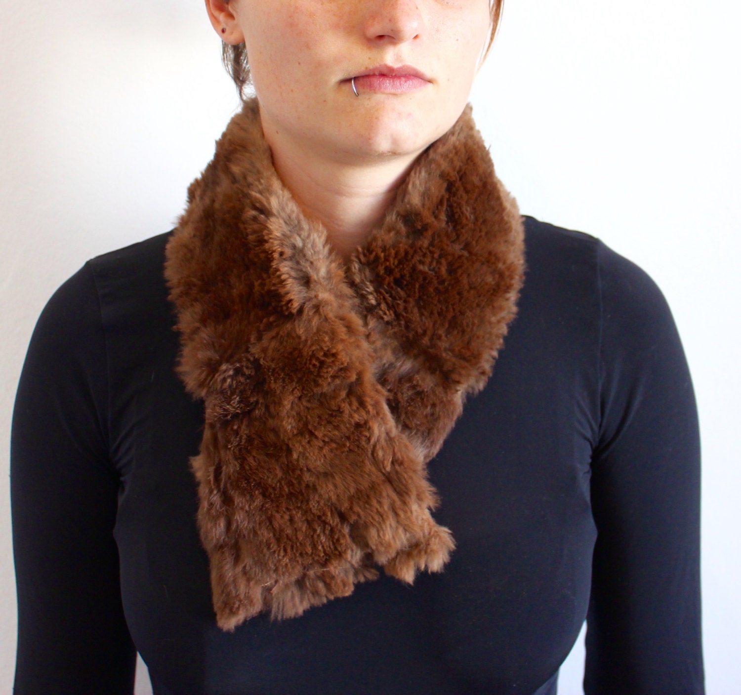Vintage fur stole / brown mole fur / quality french vintage