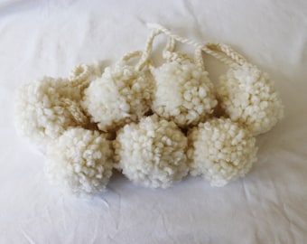 Off - White Pom Pom Garland, Cream PomPom Banner, Snowball Garland