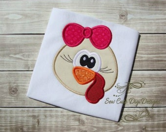 Adorable Thanksgiving Girl Turkey Applique Design
