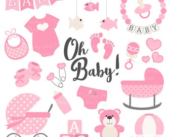 Baby Girl Clipart Cute Baby Clipart Watercolor etsycom