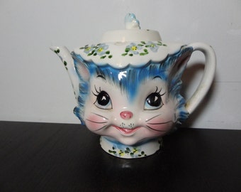 Vintage Lefton Anthropomorphic Miss Priss Kitty Ceramic Teapot - 4 Cup