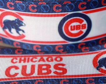 1.5 Inch Chicago Cubs Grosgrain Ribbon - Grosgrain Ribbon by the Yard for Hairbows, Scrapbooking, and More!!