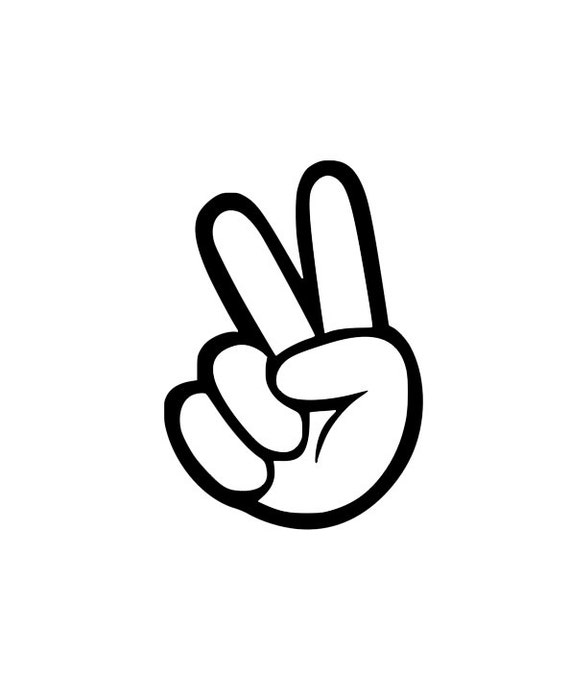 Hand Peace Sign Two Fingers Di Cut Decal