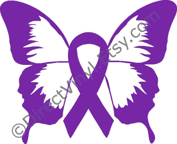 Purple Awareness Ribbon Butterfly Window Decal Epilepsy