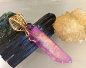 Plum Aqua Aura & Pink Tourmaline Pendant