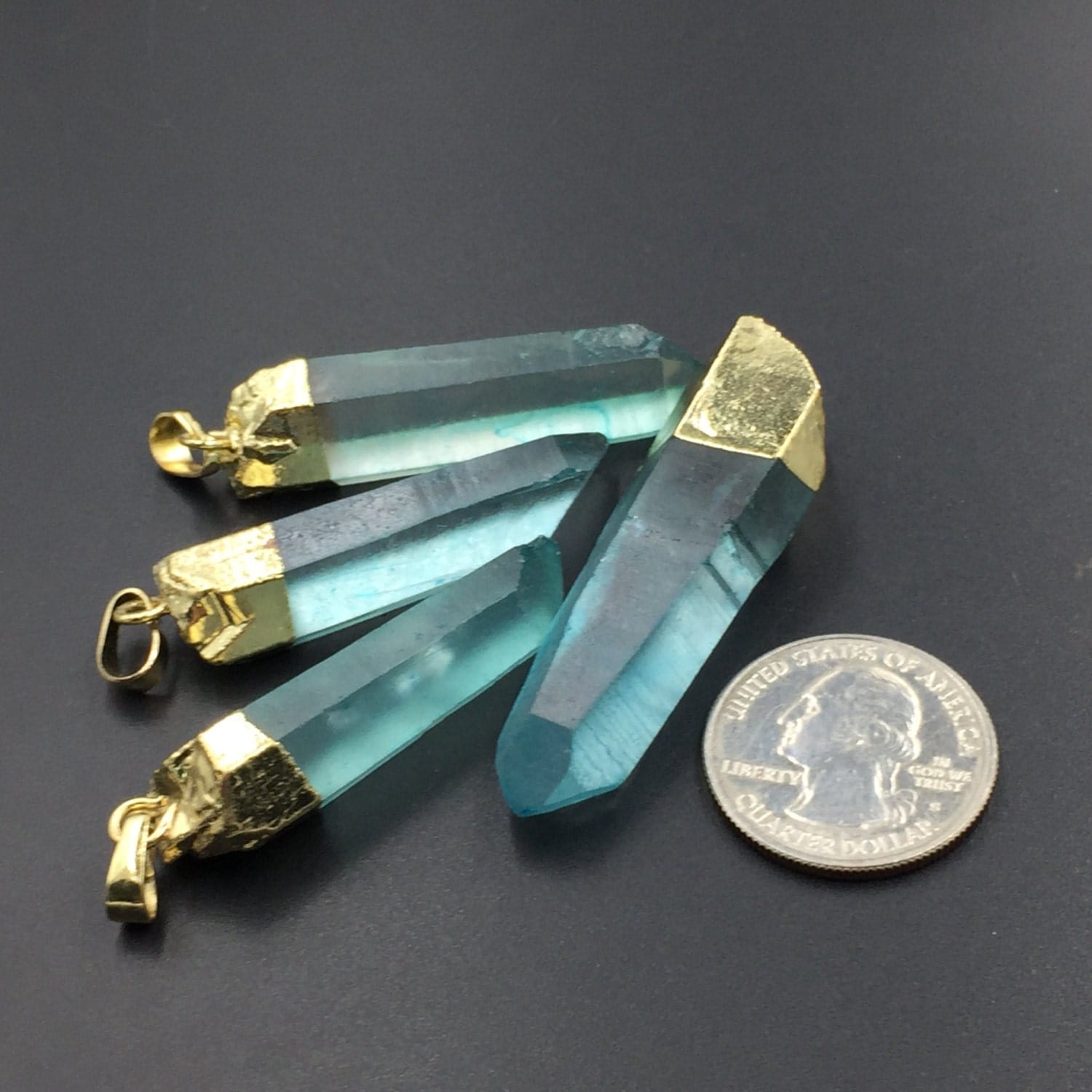 Light Blue Quartz Pendant Raw Quartz Crystal Point Pendant