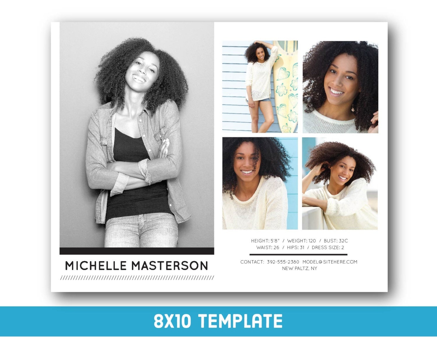 Customizable Digital Model Comp Card 8x10 Fashion Forward