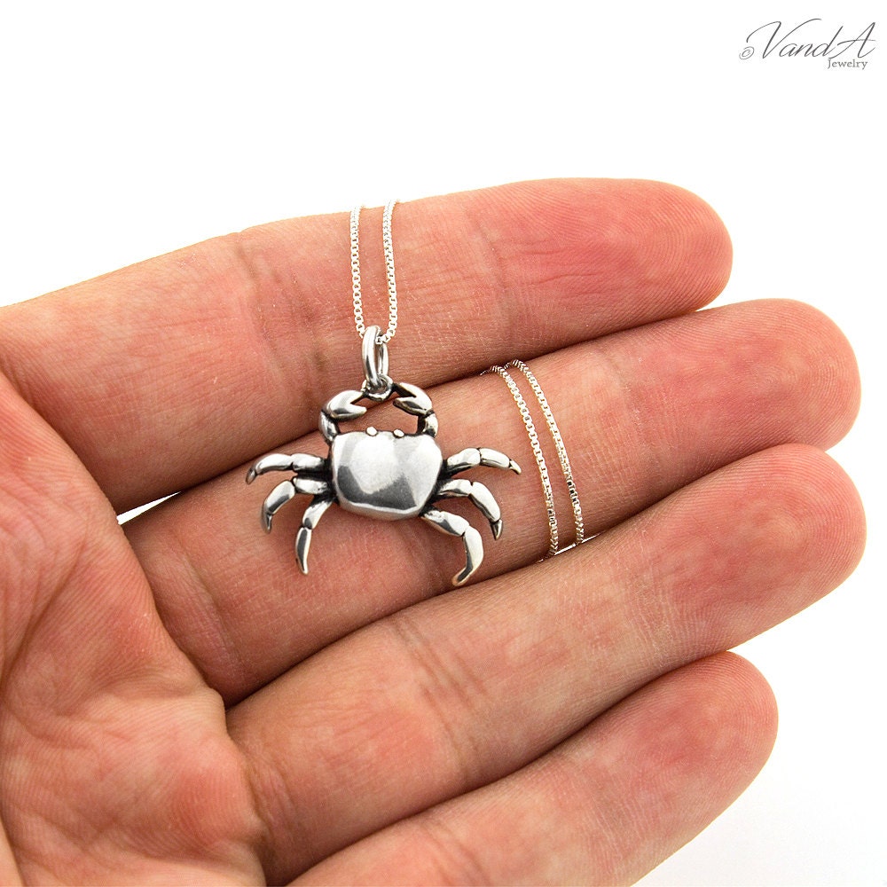 Sterling Silver 925 Crab Necklace Crab charm pendant Zodiac