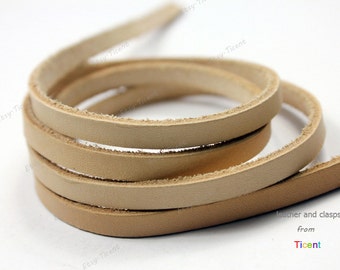 8mm Natural Flat Leather, Natural Genuine Leather Strip, Sell By Yard GF8M-6