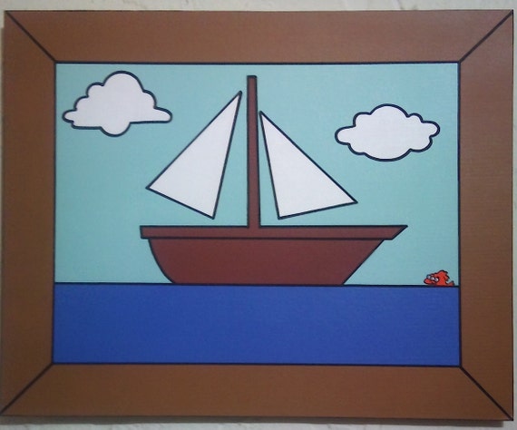 The Simpsons Sailboat and Blinky Fan art painting