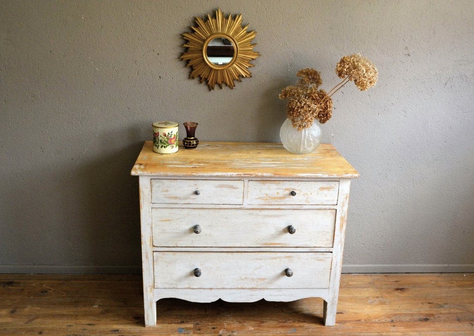 Chiffonnier IRMA petite commode avec 4 tiroirs, en bois de paulownia