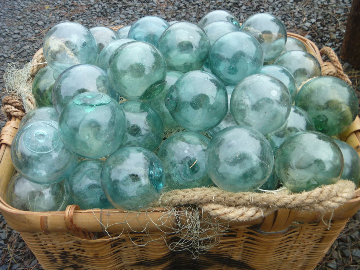 Vintage Japanese Glass FLOATS 33.5 Lot of 10 Ocean